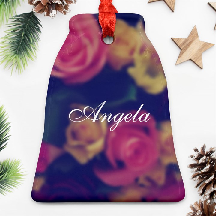 Vintage Monogram Flower Bell Ornament (Two Sides)