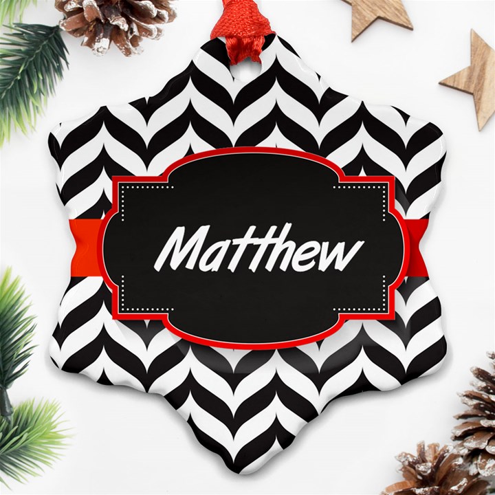 Pattern Black 1 Snowflake Ornament (Two Sides)