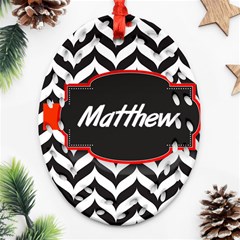 Pattern Black 1 Oval Filigree Ornament (two Sides)