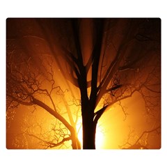 Rays Of Light Tree In Fog At Night Double Sided Flano Blanket (small) 