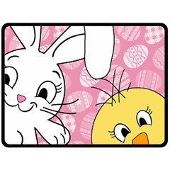 Easter Bunny And Chick  Fleece Blanket (large) 