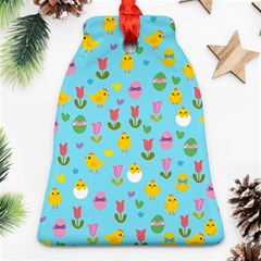 Easter - Chick And Tulips Bell Ornament (two Sides)