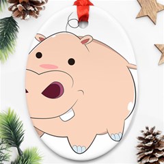 Happy Cartoon Baby Hippo Ornament (oval)