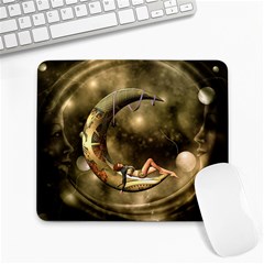 Steampunk Lady  In The Night With Moons Large Mousepads