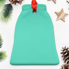 White Polkadot Hearts On Tiffany Aqua Blue  Ornament (bell)