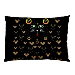 Merry Black Cat In The Night And A Mouse Involved Pop Art Pillow Case