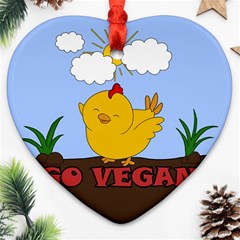 Go Vegan - Cute Chick  Ornament (heart)
