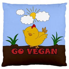 Go Vegan - Cute Chick  Large Cushion Case (one Side)