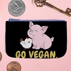 Go Vegan - Cute Pig And Chicken Large Coin Purse