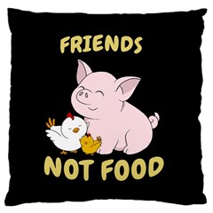 Friends Not Food - Cute Pig And Chicken Large Cushion Case (one Side)