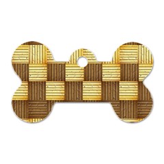 Wood Texture Grain Weave Dark Dog Tag Bone (one Side)