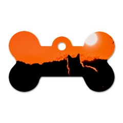 Sunset Cat Shadows Silhouettes Dog Tag Bone (one Side)