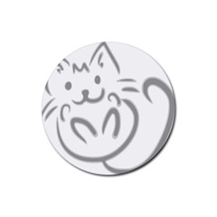 Cat Feline Cute Pet Animal Rubber Coaster (round) 