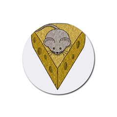Cheese Rat Mouse Mice Food Cheesy Rubber Coaster (round) 