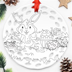 Coloring Picture Easter Easter Bunny Round Filigree Ornament (two Sides)