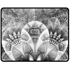 Black And White Fanned Feathers In Halftone Dots Fleece Blanket (medium) 