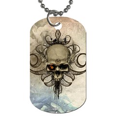 Awesome Creepy Skull With  Wings Dog Tag (one Side)