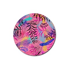 Illustration Reason Leaves Design Rubber Coaster (round) 