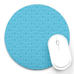 Retro Blue Pattern Round Mousepads