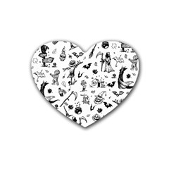 Halloween Pattern Rubber Coaster (heart) 