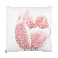 Tulip Red And White Pen Drawing Standard Cushion Case (one Side)