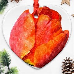 Red Tulip, Watercolor Art Heart Ornament (two Sides)