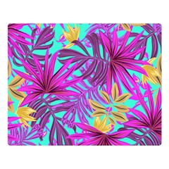 Tropical Greens Pink Leaves Double Sided Flano Blanket (large) 