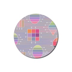Pastels Shapes Geometric Rubber Coaster (round) 