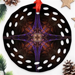 Fractal Cross Blue Geometric Ornament (round Filigree)