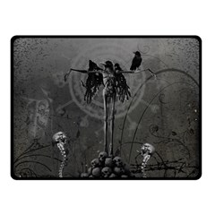 Awesome Crow Skeleton With Skulls Fleece Blanket (small)