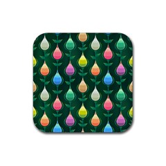 Tulips Seamless Pattern Background Rubber Coaster (square) 