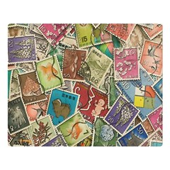Old Vintage Japanese Mix Stamp Double Sided Flano Blanket (large) 