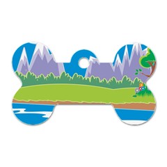 Nature Tree Water Grass Sun Dog Tag Bone (one Side)