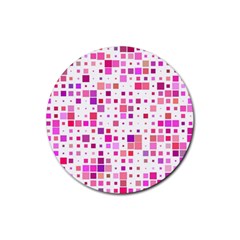 Background Square Pattern Colorful Rubber Coaster (round) 