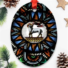 Spain Catalonia Montserrat Church  Stained Glass Oval Ornament (two Sides)