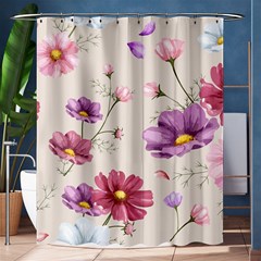 Vector Hand Drawn Cosmos Flower Pattern Shower Curtain 60  X 72  (medium) 