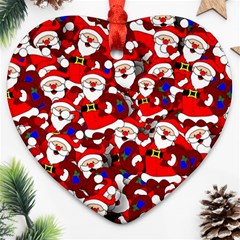 Nicholas Santa Christmas Pattern Heart Ornament (two Sides)