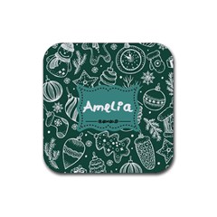 Green Xmas Drink Coaster (square)