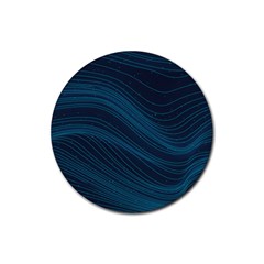 Abstract Glowing Blue Wave Lines Pattern With Particles Elements Dark Background Rubber Coaster (round) 