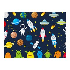 Big Set Cute Astronauts Space Planets Stars Aliens Rockets Ufo Constellations Satellite Moon Rover V Double Sided Flano Blanket (mini) 