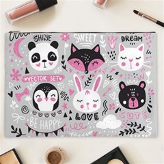 Big Set With Cute Cartoon Animals Bear Panda Bunny Penguin Cat Fox Cosmetic Bag (xxl)