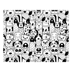 Seamless Pattern With Black White Doodle Dogs Double Sided Flano Blanket (large) 