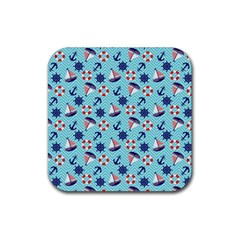 Seamless Pattern Nautical Theme Rubber Coaster (square) 