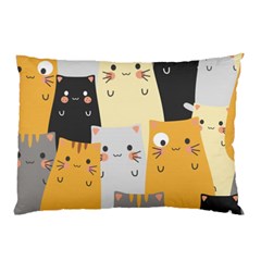 Seamless Pattern Cute Cat Cartoons Pillow Case