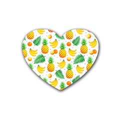 Tropical Fruits Pattern Rubber Coaster (heart) 