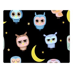 Cute Owl Doodles With Moon Star Seamless Pattern Double Sided Flano Blanket (large) 