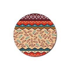 Ethnic Tribal Pattern Background Rubber Coaster (round) 