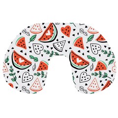 Seamless-vector-pattern-with-watermelons-mint Travel Neck Pillow