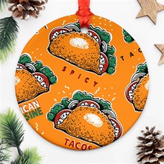 Seamless Pattern With Taco Round Ornament (two Sides)