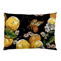 Embroidery Blossoming Lemons Butterfly Seamless Pattern Pillow Case (two Sides)